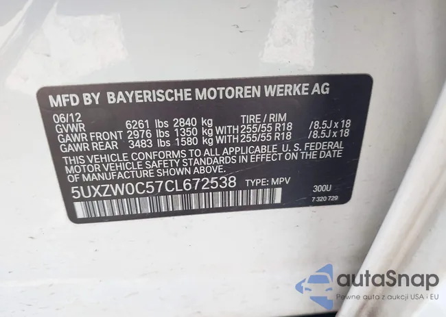 5UXZW0C57CL672538: 41967268