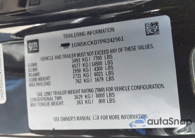 1GNSKCKD7PR242561: 41967485