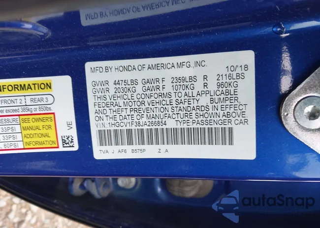 1HGCV1F38JA266854: 41966720