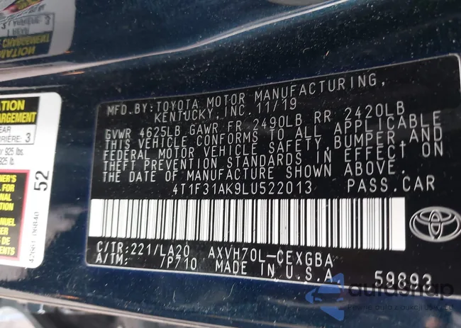 4T1F31AK9LU522013: 41966811