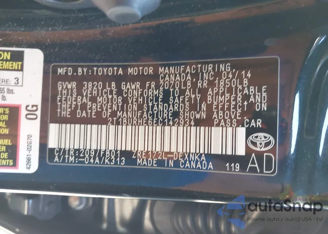 2T1BURHE6EC142934: 41968390