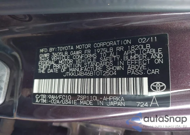 JTKKU4B46B1012504: 41968482