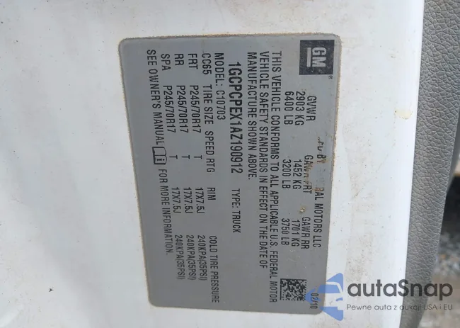 1GCPCPEX1AZ190912: 41968523