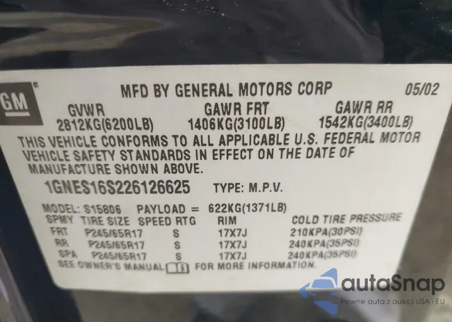 1GNES16S226126625: 41969061