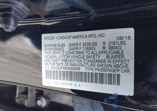 19UUB2F66KA004345: 41969401