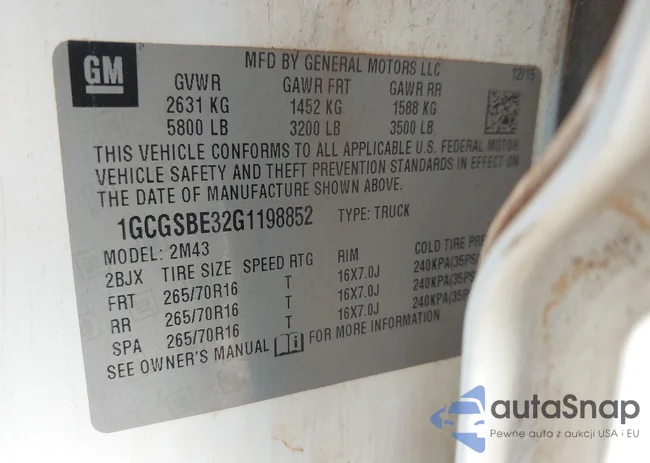 1GCGSBE32G1198852: 41970291