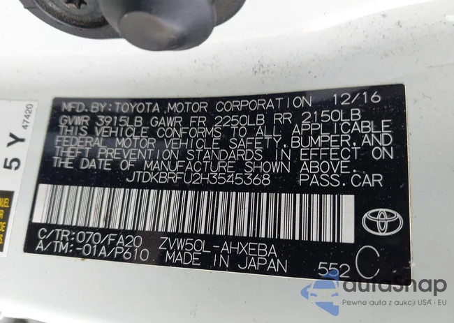 JTDKBRFU2H3545368: 41969685