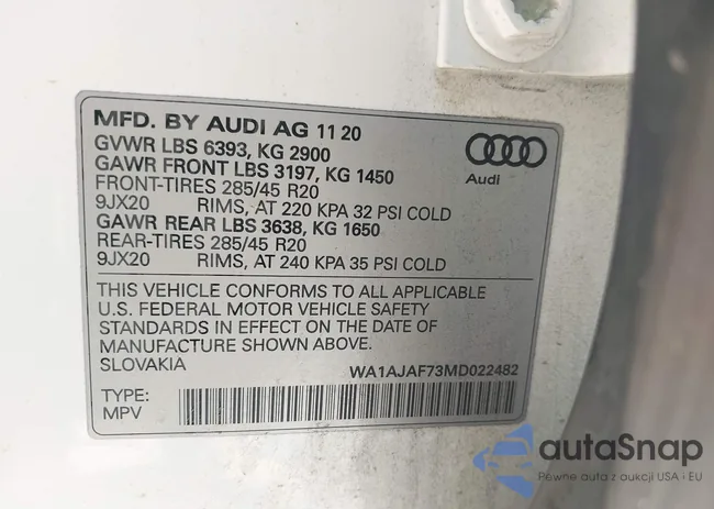 WA1AJAF73MD022482: 41969689