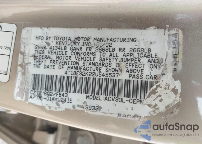 4T1BE32K22U545537: 41969747