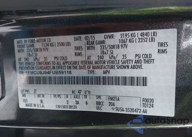 1FMCU9J94FUB59118: 41971153