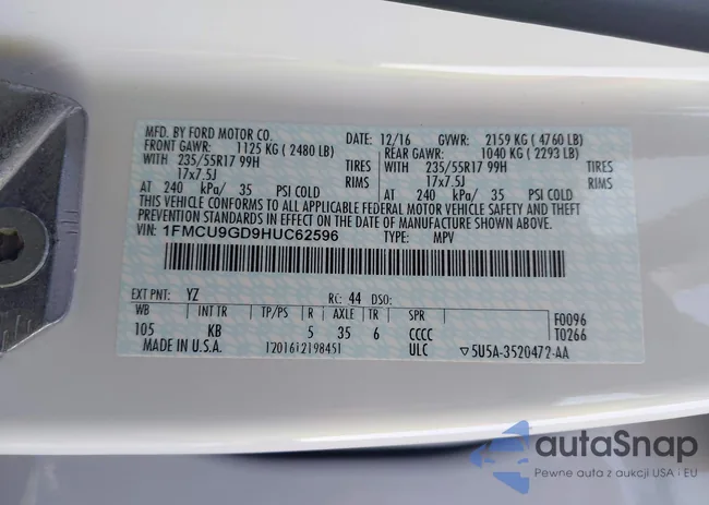 1FMCU9GD9HUC62596: 41970901