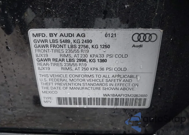 WA1BAAFY2M2052680: 41972319