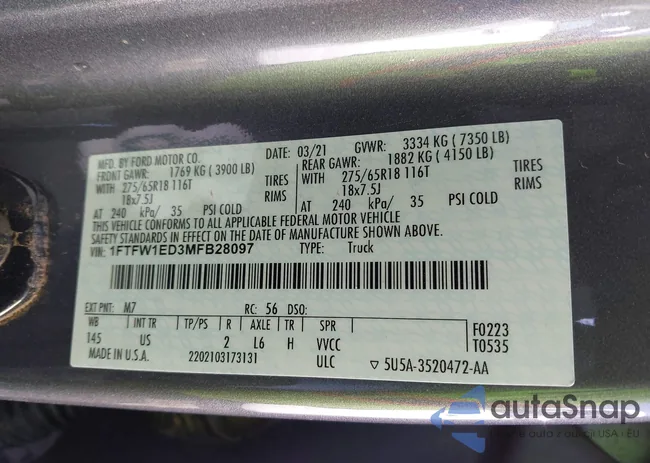 1FTFW1ED3MFB28097: 41974350