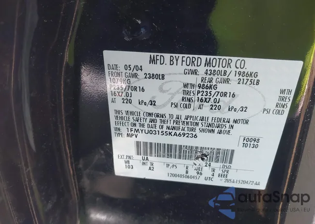 1FMYU03155KA69236: 41974980