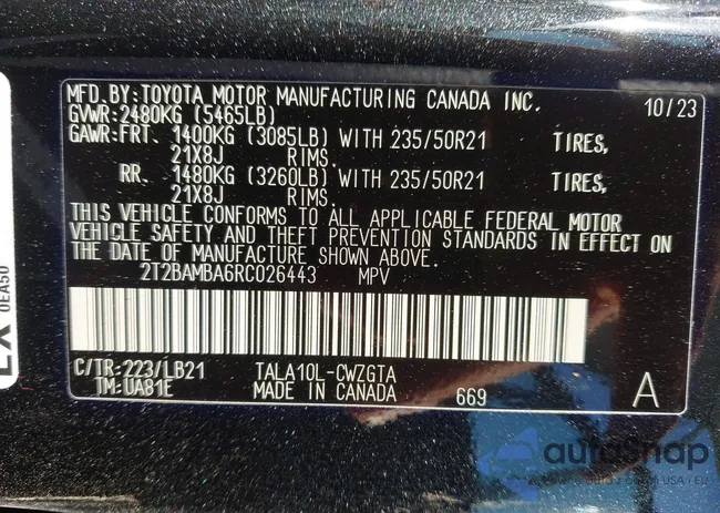 2T2BAMBA6RC026443: 41975224