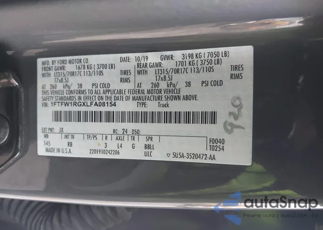 1FTFW1RGXLFA08154: 41975415