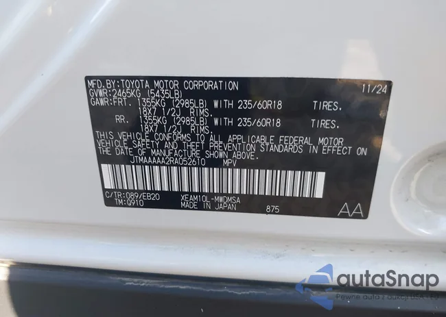 JTMAAAAA2RA052610: 41974775