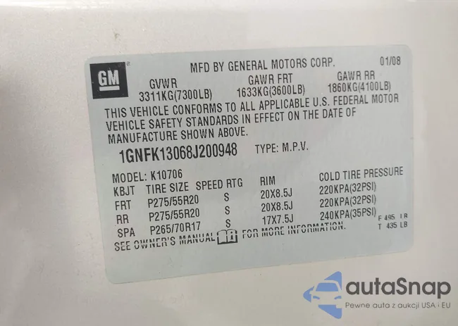 1GNFK13068J200948: 41974783