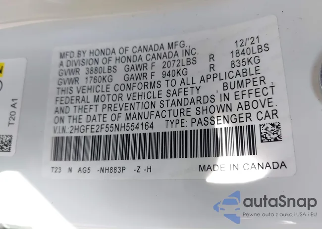 2HGFE2F55NH554164: 41974830