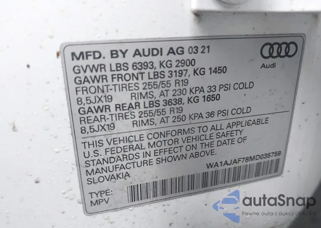 WA1AJAF78MD035759: 41976581