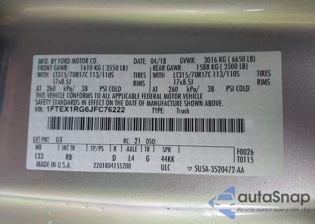 1FTEX1RG6JFC76222: 41977893