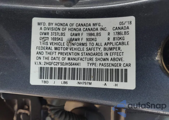 2HGFC2F50JH564441: 41978529