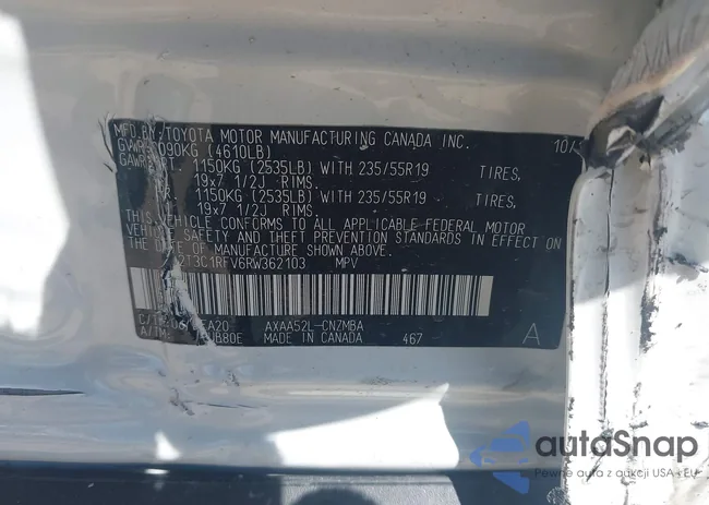 2T3C1RFV6RW362103: 41980063