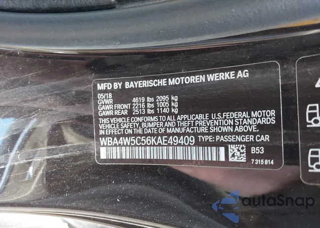 WBA4W5C56KAE49409: 41980127