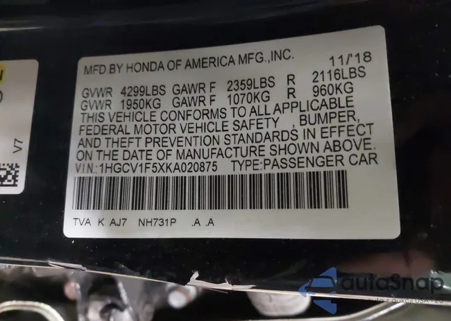 1HGCV1F5XKA020875: 41981458