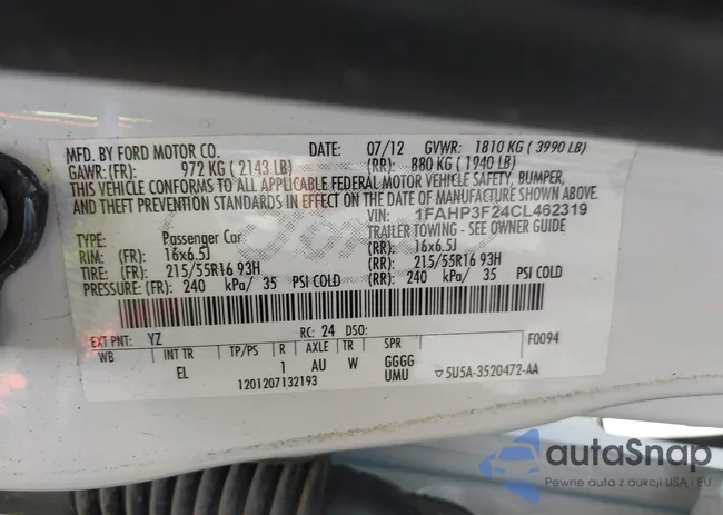 1FAHP3F24CL462319: 41981509