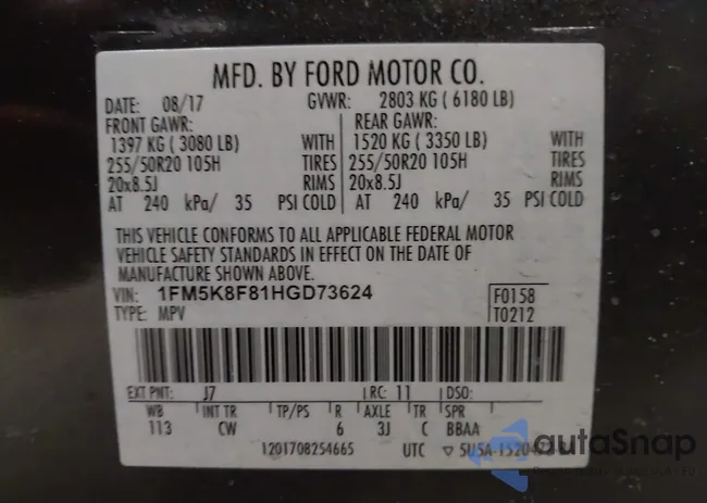 1FM5K8F81HGD73624: 41982038