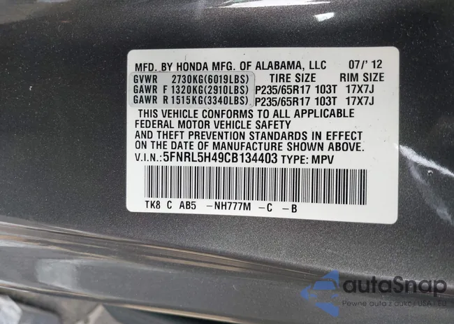 5FNRL5H49CB134403: 41982532