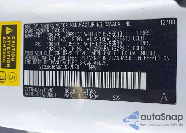 2T2ZK1BA8AC022070: 41982805