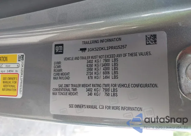 1GKS2DKL1PR415257: 41984308