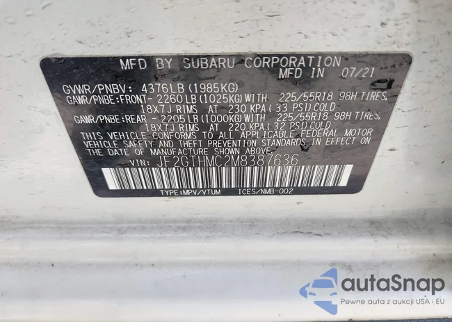 JF2GTHMC2M8387636: 41983700