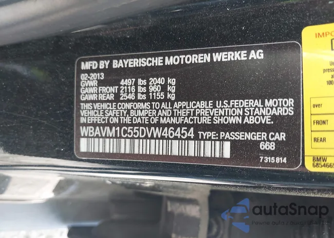 WBAVM1C55DVW46454: 41985498