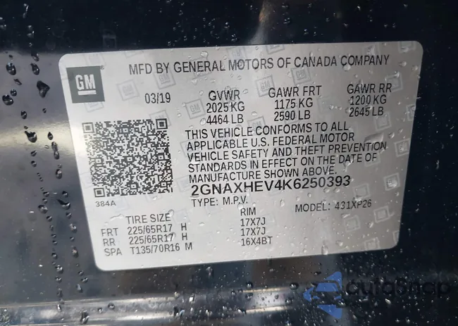 2GNAXHEV4K6250393: 41986025