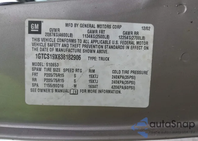 1GTCS19X838182906: 41986178