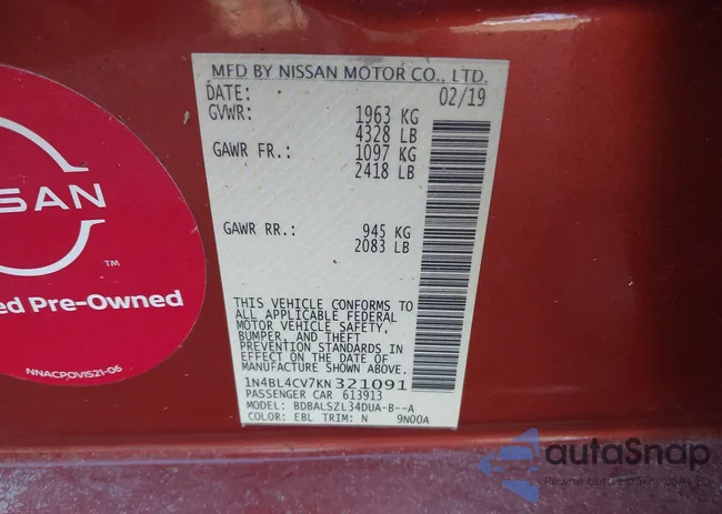 1N4BL4CV7KN321091: 41986202