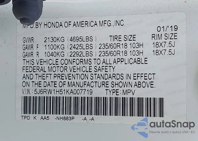 5J6RW1H51KA007719: 41985574