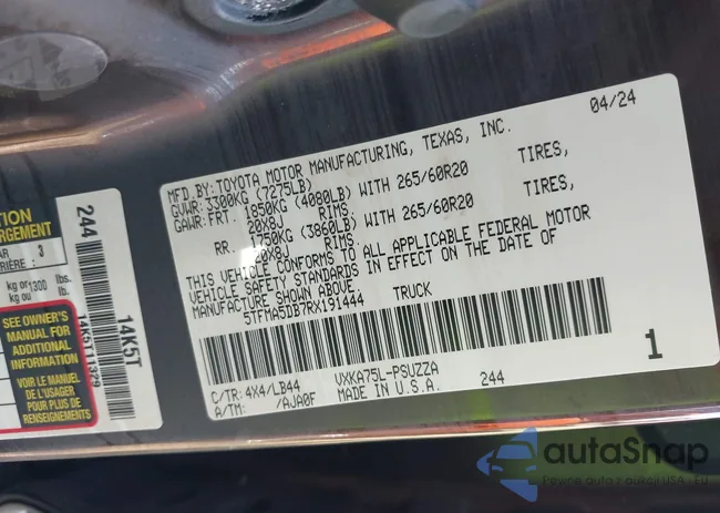 5TFMA5DB7RX191444: 41987419