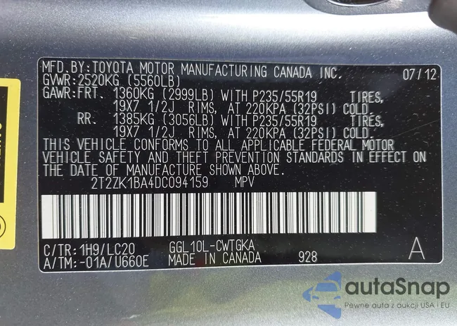 2T2ZK1BA4DC094159: 41987974