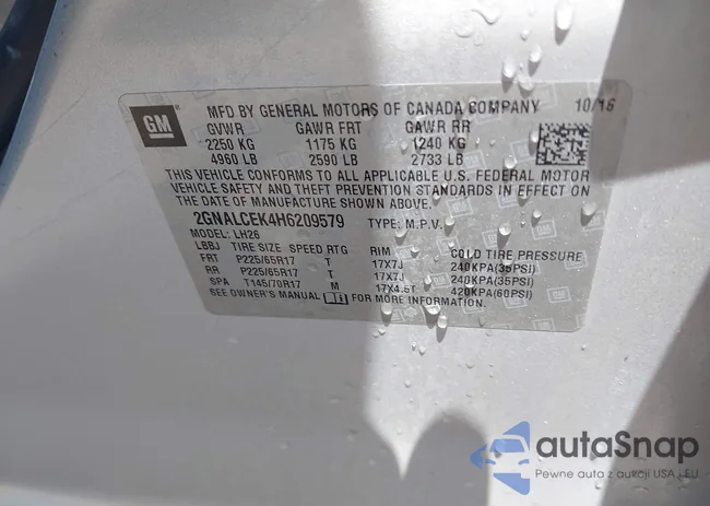 2GNALCEK4H6209579: 41988473