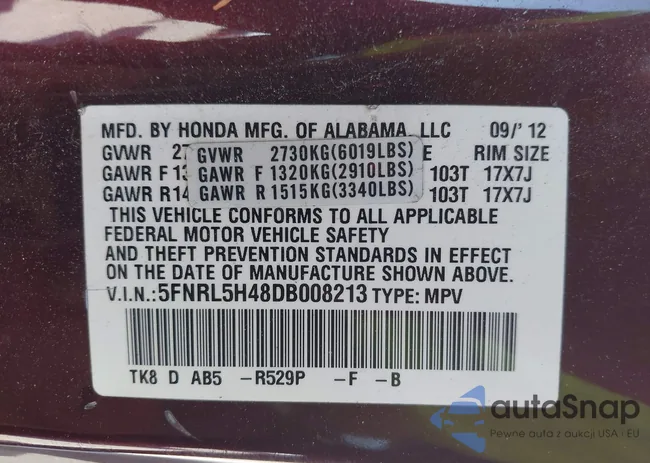 5FNRL5H48DB008213: 41987670