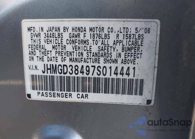 JHMGD38497S014441: 41987759