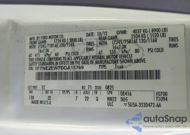 1FTNE2EW7DDA15769: 41989021