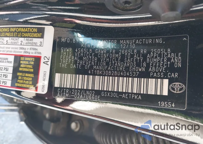 4T1BK3DB2BU404537: 41989468