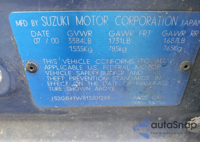 JS2GB41W815201299: 41990003