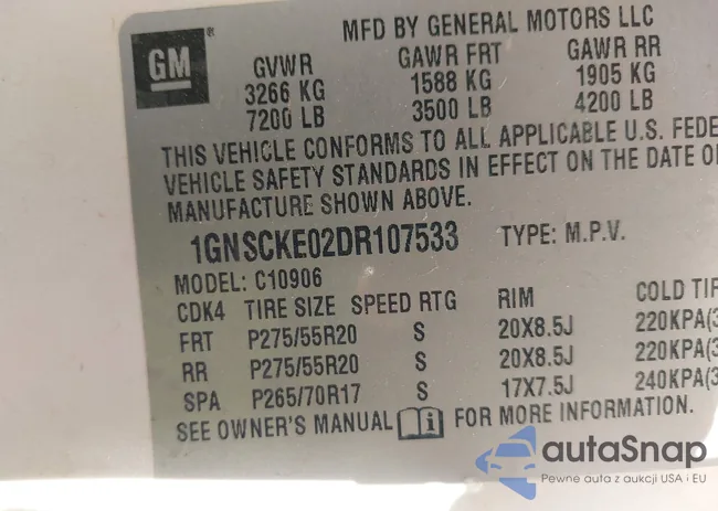 1GNSCKE02DR107533: 41990318