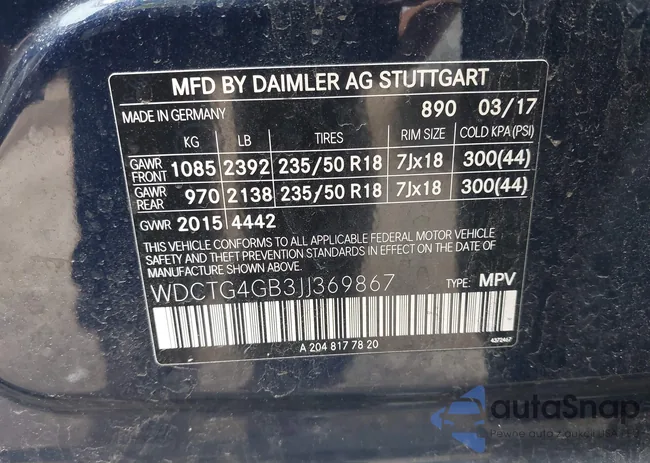 WDCTG4GB3JJ369867: 41990405